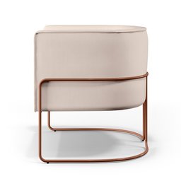 Kit 02 Poltronas Decorativas Fixa Base de Aço Cobre Betina D02 Veludo Bege B-309 - Lyam Decor - 9