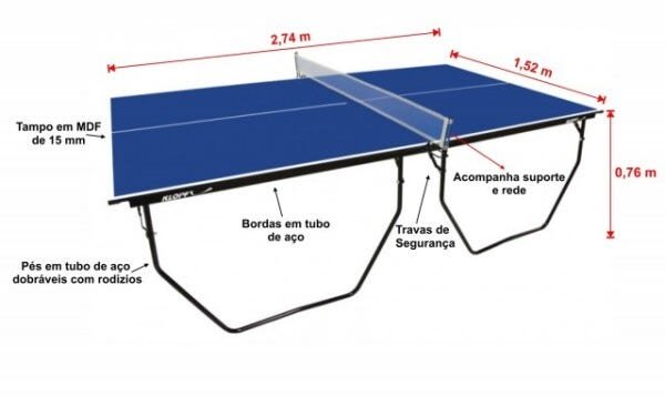 Mesa de Tênis de Mesa / Ping Pong Klopf 1009 Dobrável com Rodízios Mdf 15mm Oficial - 2
