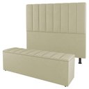 Ver imagem 1 de Kit Cabeceira e Baú Cama Box King Size Cora 195cm Sintético Bege - Desk Design