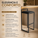 Ver imagem 5 de Kit 3 Banqueta Metal Alta Moderno Bistrô Balcão Cozinha Área Gourmet Couro Sintético