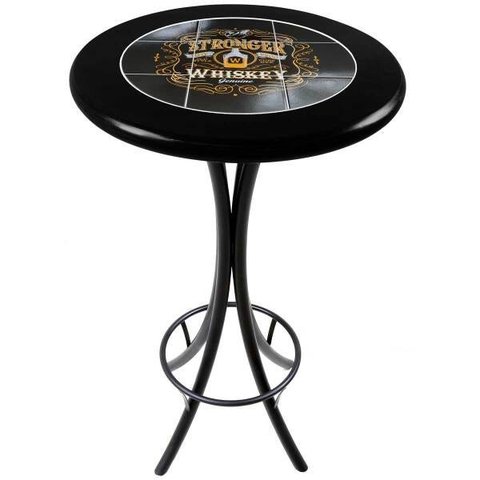 Mesa Bistrô Alta de Azulejo e Madeira Maciça Empório Tambo - Stronger Whiskey - Preto
