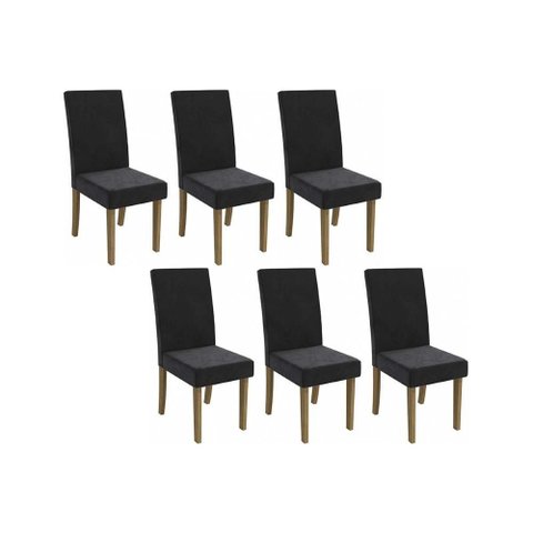 Cadeira de Cozinha 2cad131fr Kit 6 Un Freijo/suede Preto A038 - Kappesberg