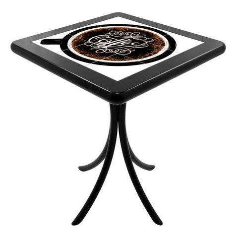 Mesa Lateral Retrô Quadrada de Madeira Maciça para Sala Empório Tambo - Coffe - Preto