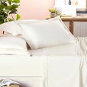 Ver imagem 1 de Jogo Cama Lençol Trivio Casal 400 Fios Bordado Fronhas Aba Americana 4 Peças Palha