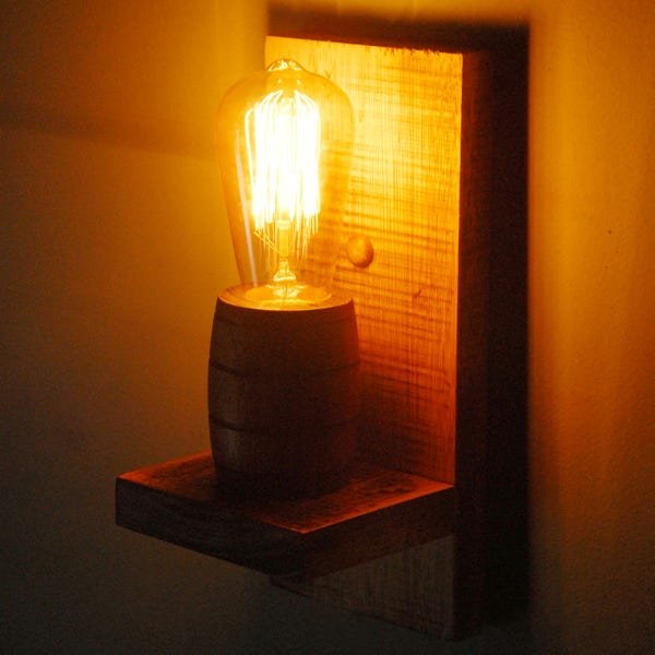 Arandela Luminária De Madeira Maciça - Modelo Barril - Rústica Colonial - 4
