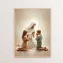 Ver imagem 1 de Quadro Decorativo Jesus Cristo e As Crianças Menino e Menina Rezando Orando Ensinando Infantil