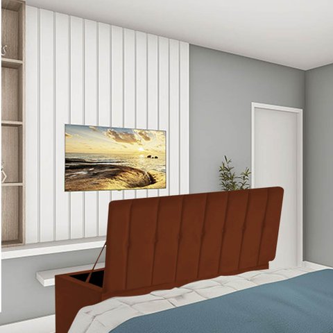 Calçadeira Baú Recamier King 190CM Kiara Suede Terracota - D A DECOR