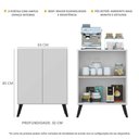 Ver imagem 4 de Aparador Buffet 2 Portas Retrô Veneza Multimóveis V3609 Branco/Preto