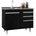 Ver imagem 1 de Balcão Gabinete 100cm 2 Portas Luziania Preto Móveis