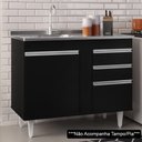Ver imagem 6 de Balcão Gabinete 100cm 2 Portas Luziania Preto Móveis