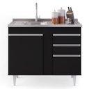 Ver imagem 2 de Balcão Gabinete 100cm 2 Portas Luziania Preto Móveis
