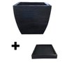 Kit Vaso Planta + Prato 30x30 Moderno Trapézio Polietileno BGPLASTICOS V8 AREIA 001 - 2