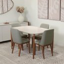 Ver imagem 1 de Conjunto de Jantar Mesa Retangular com Vidro Donatella 4 Cadeiras Kalina - Natural C/ Carbono