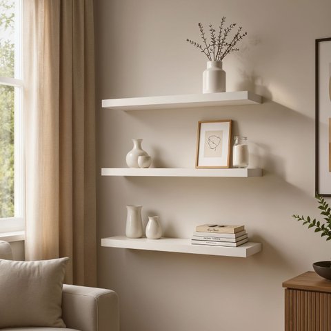 Kit de 3 Prateleiras 80cm MDF Branco - On Móveis