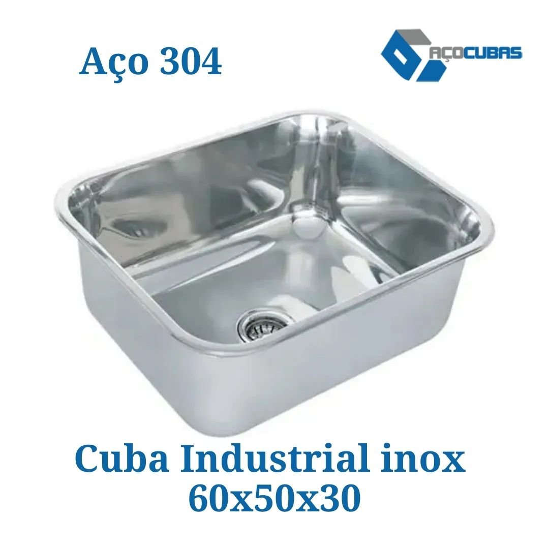 Cuba Industrial 60x50x30 Aço Cubas Inox 304 - 3