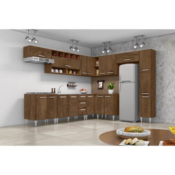 Cozinha Modulada 10 Peças Milena 2712 Marrom Milani Movelaria - 4