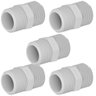 Kit 5 Nipel Niple Roscável União Pvc Branco para Canos e Tubos Água Fria de 1” Polegada 32mm - 1