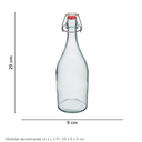 Ver imagem 6 de Garrafa de Vidro 1L Transparente 29x9x9cm Água Suco Geladeira Bebidas Tampa Mesa