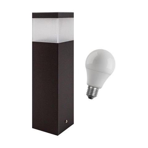 Poste Balizador 30cm para Jardim Alumínio Marrom + LED 12W Branco Frio St1301