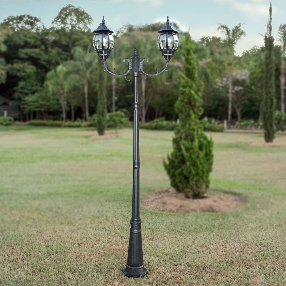 Poste Colonial Duplo para Jardim Preto para 2 lâmpada e-27 ST757 - 4