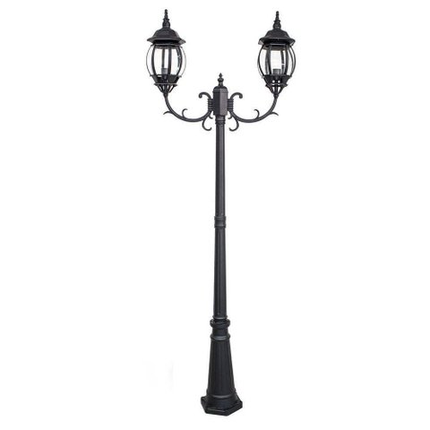Poste Colonial Duplo para Jardim Preto para 2 lâmpada e-27 ST757