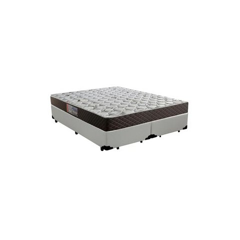 Cama Box Queen Colchão Mola Bonnel Belos Sonhos + Box Sintético 60x158x198:Cinza