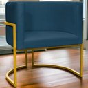 Ver imagem 7 de Poltrona Decorativa Recepção Luna Suede Cores Base de Ferro Dourada - Azul-marinho, Suede