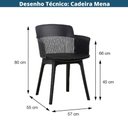 Ver imagem 3 de Kit 4 Cadeiras de Jantar Mena Marcela Montreal Estrutura em Polipropileno Assento em PU Preto Or