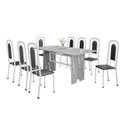 Ver imagem 2 de Conjunto Sala de Jantar com 8 Cadeiras Lara Branco/Preto