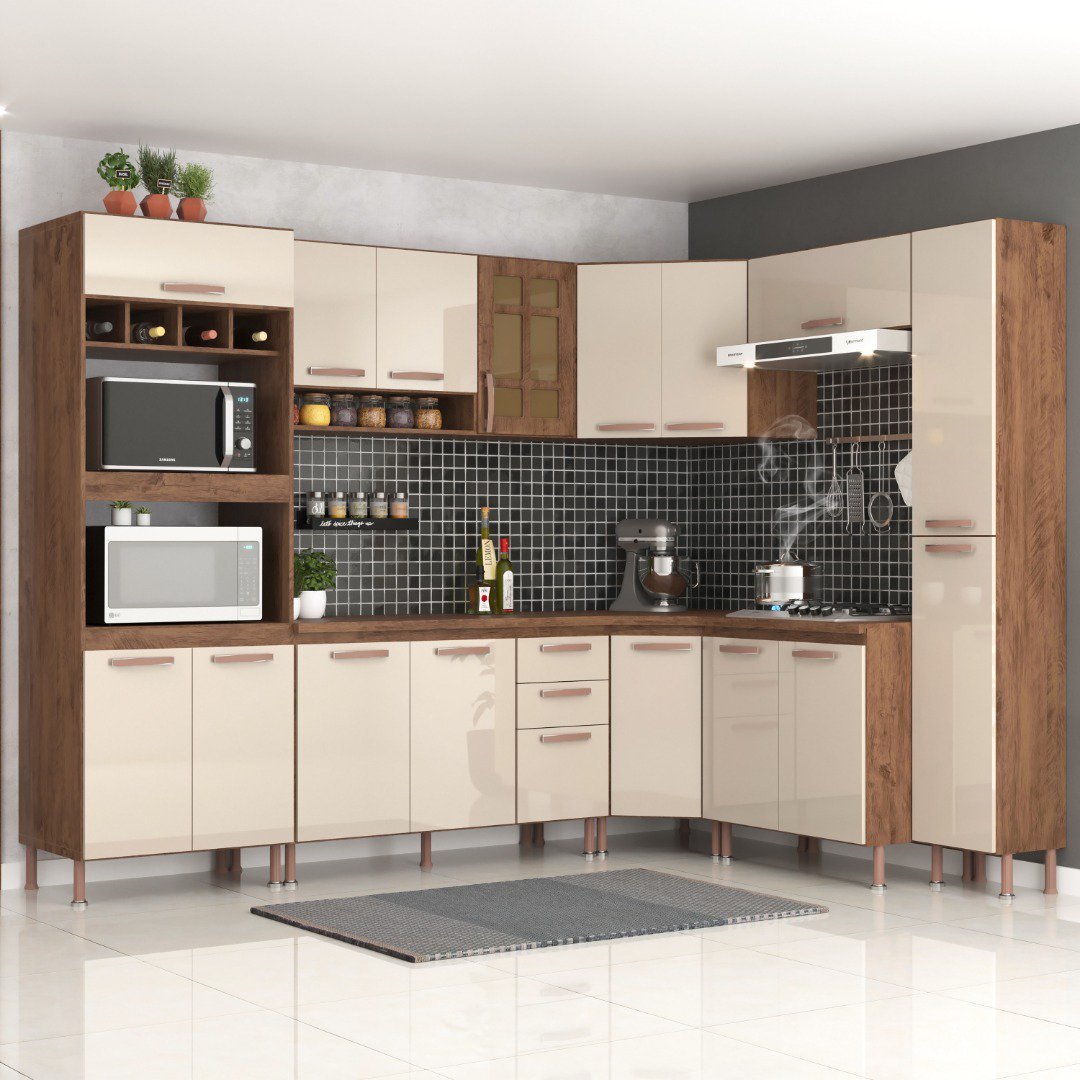 Cozinha Completa Fidelita Berlim Modulada 8 Peças 451 Cm 17 Portas 2 ...