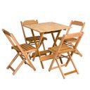Ver imagem 1 de Marcenaria Real Conjunto de Mesa Tampo Liso 70x70 com 04 Cadeiras em Madeira Mista sem Pintura