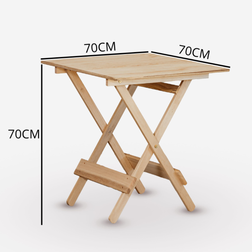 Mesa com Tampo Liso 70x70 Dobrável Marcenaria Real sem Pintura - 2