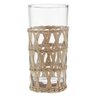 COPO DE VIDRO E RATTAN BEGE 8CM X 6,5CM X 9,5CM - 1