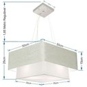Ver imagem 2 de Lustre Pendente Duplo Quadrado Vivare Md-4066 Cúpula em Tecido 50x35cm Rustico Cinza / Branco -