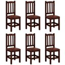 Ver imagem 1 de Kit 6 Cadeiras Madeira Maciça Estofado Corino Marrom Diamante Cor Castanho Nemargi