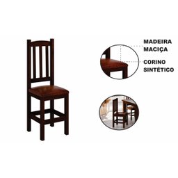 Kit 6 Cadeiras Madeira Maciça Estofado Corino Marrom Diamante Cor Castanho Nemargi - 4