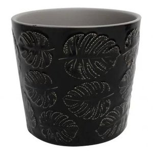 CACHEPOT DE CERAMICA COSTELA DE ADAO PRETO 12,2CM X 12,2CM X