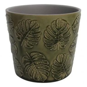 CACHEPOT DE CERAMICA COSTELA DE ADAO VERDE 12,2CM X 12,2CM X