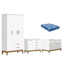 Ver imagem 1 de Quarto de Bebê Flip Branco Acetinado com Colchão - Reller