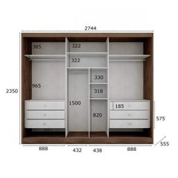 Guarda-Roupa Casal com Espelho 3 Portas 6 Gavetas Natus - 5 Guarda-Roupa Casal com Espelho 3 Portas 6 Gavetas Natus - 5
