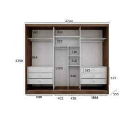 Guarda-Roupa Casal com Espelho 3 Portas 6 Gavetas Natus - 5 Guarda-Roupa Casal com Espelho 3 Portas 6 Gavetas Natus - 5
