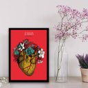 Ver imagem 2 de Quadro Coração Frida Khalo 45x34cm - com vidro:Madeira branca