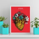 Ver imagem 1 de Quadro Coração Frida Khalo 45x34cm - com vidro:Madeira branca
