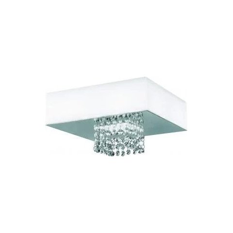 Plafon Vision Cromado Espelhado Quadr. com Cristais 22x22cm LED 10W 127V 6400K (Luz Branca)