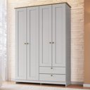Ver imagem 1 de Guarda-Roupa 4 Portas e 2 Gavetas Americano Branco/Gelo/Ipê