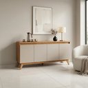 Ver imagem 3 de Buffet Aparador 4 Portas para Sala de Jantar Repleta - Off White/cedro