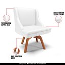 Ver imagem 4 de Kit 4 Cadeiras Decorativas Sala de Jantar Base Giratória de Madeira Firenze PU Branco Fosco/Natural