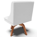 Ver imagem 6 de Kit 4 Cadeiras Decorativas Sala de Jantar Base Giratória de Madeira Firenze PU Branco Fosco/Natural