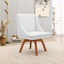 Ver imagem 2 de Kit 4 Cadeiras Decorativas Sala de Jantar Base Giratória de Madeira Firenze PU Branco Fosco/Natural