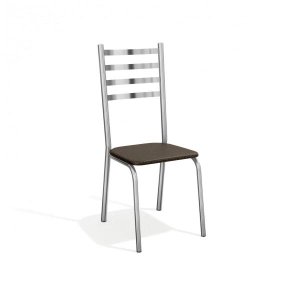 Kit com 2 Cadeiras Estofadas Alemanha Cromada 2c086cr Kappesberg Crome - Cromado/marrom